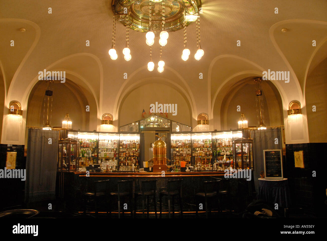 The American Bar in Obecni Dum in the basement of the Municipal House ranked among the 10 oldest bars in Europe in Nove Mesto district Prague Czech Stock Photo
