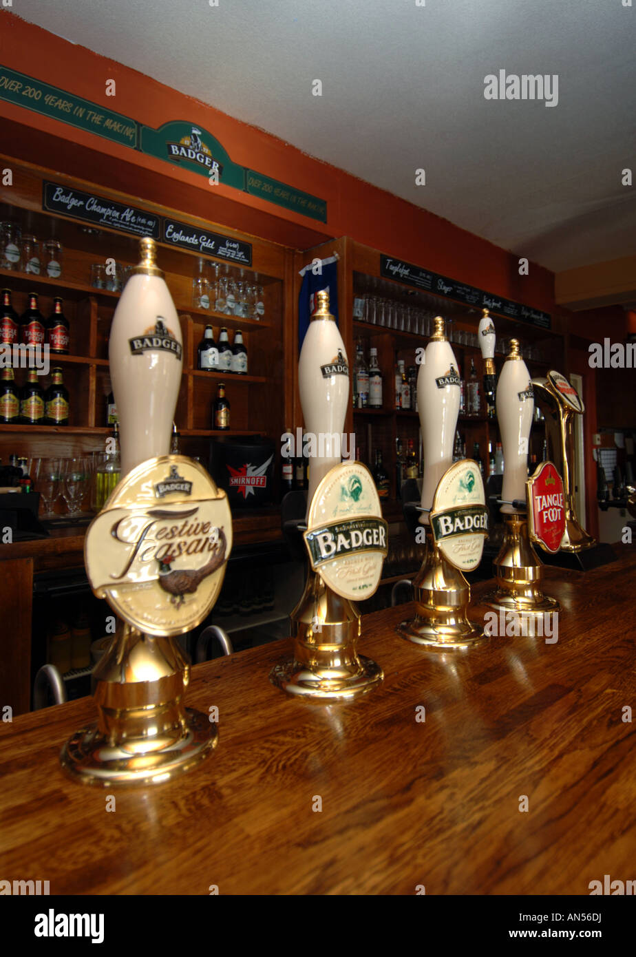 Real Ale pumps in an English pub Stock Photo - Alamy