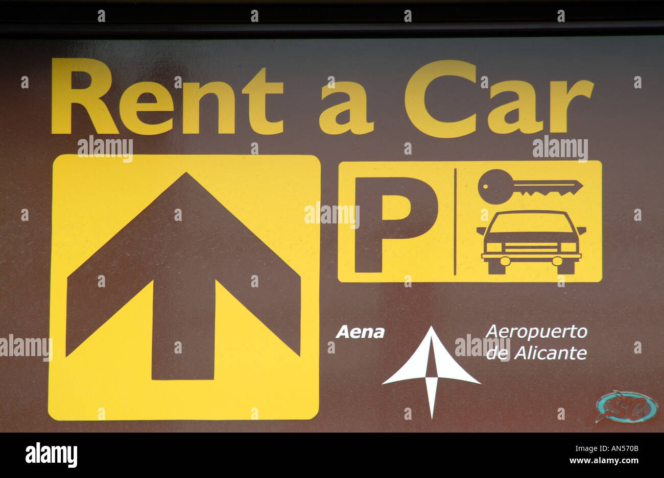 Rent a Car Hire Signage at Alicante Airport Costa Blanca Spain Stock Photo