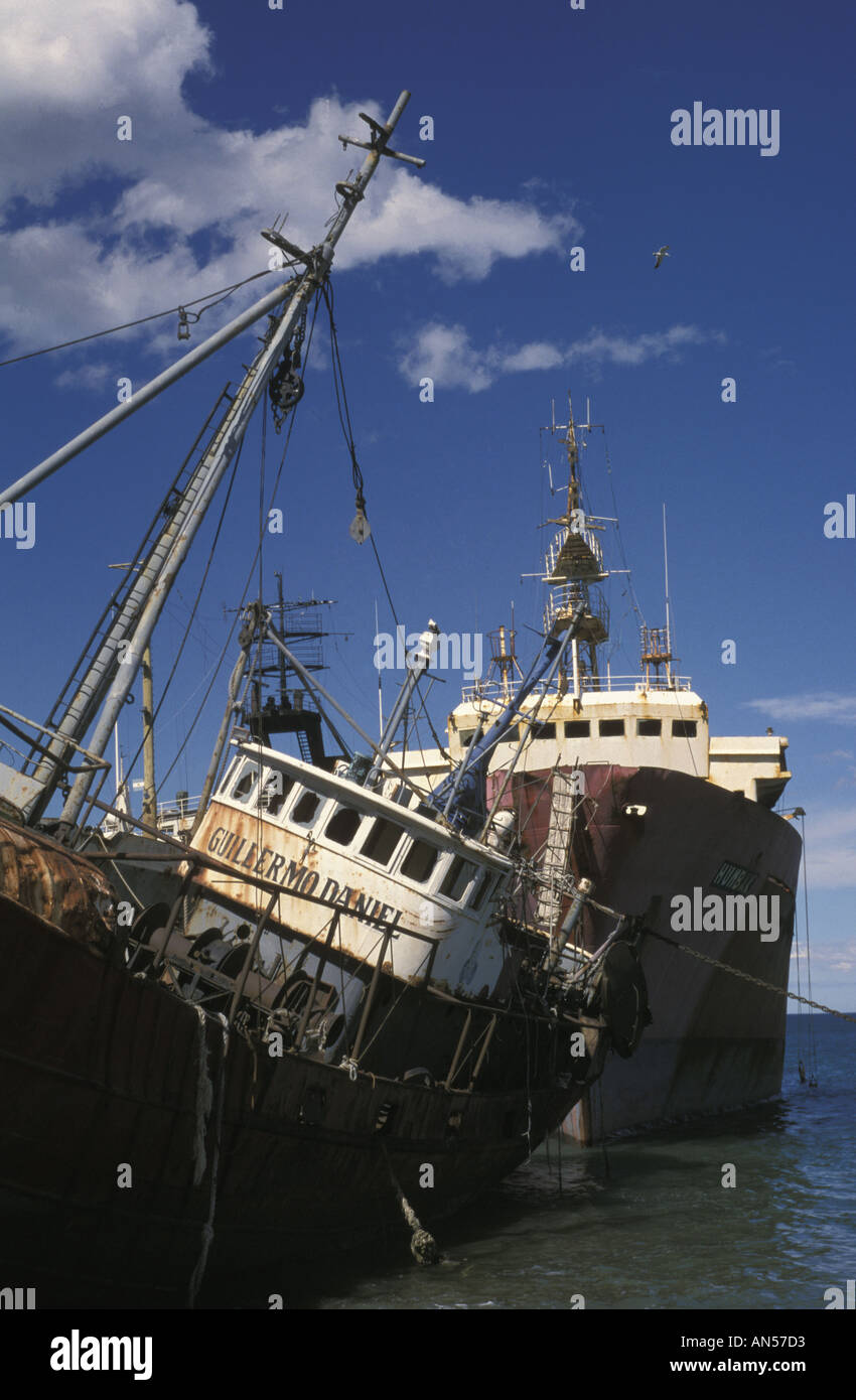 Abandoned ships in Puerto Madryn Patagonia Argentina Stock Photo