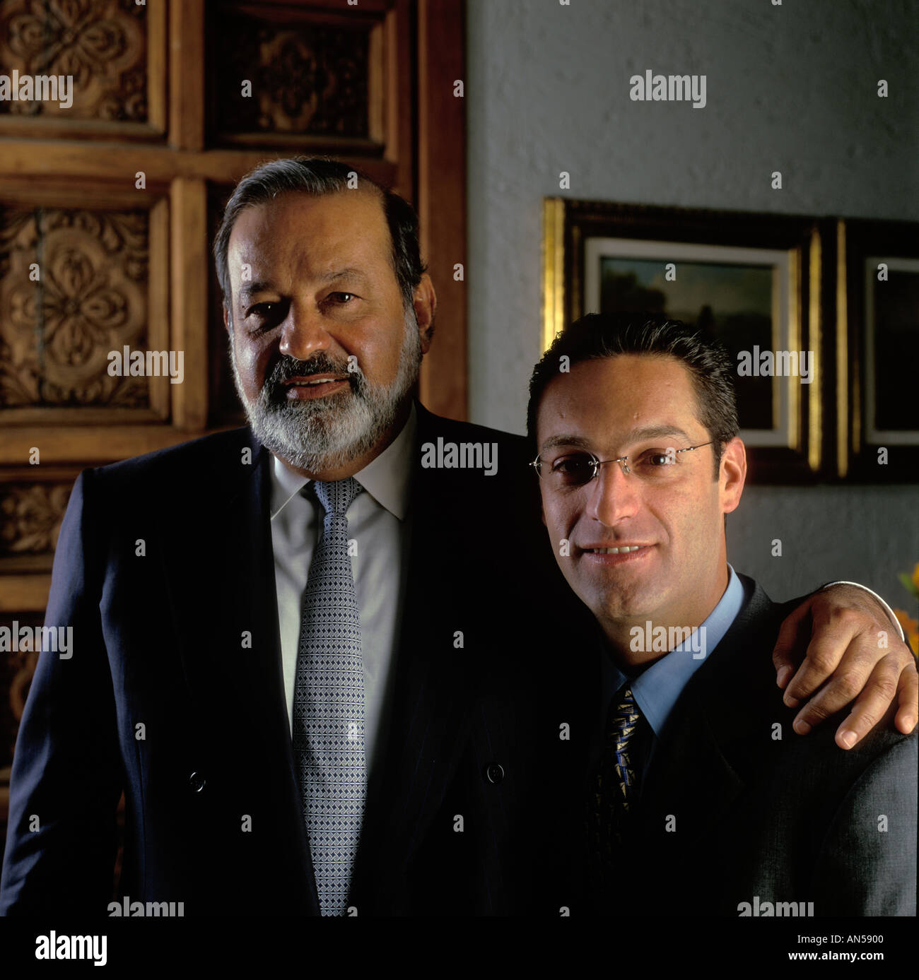 Carlos Slim Helu of Grupo Carso along with his son Carlos Slim Domit in the  group s office in Mexico City Stock Photo - Alamy