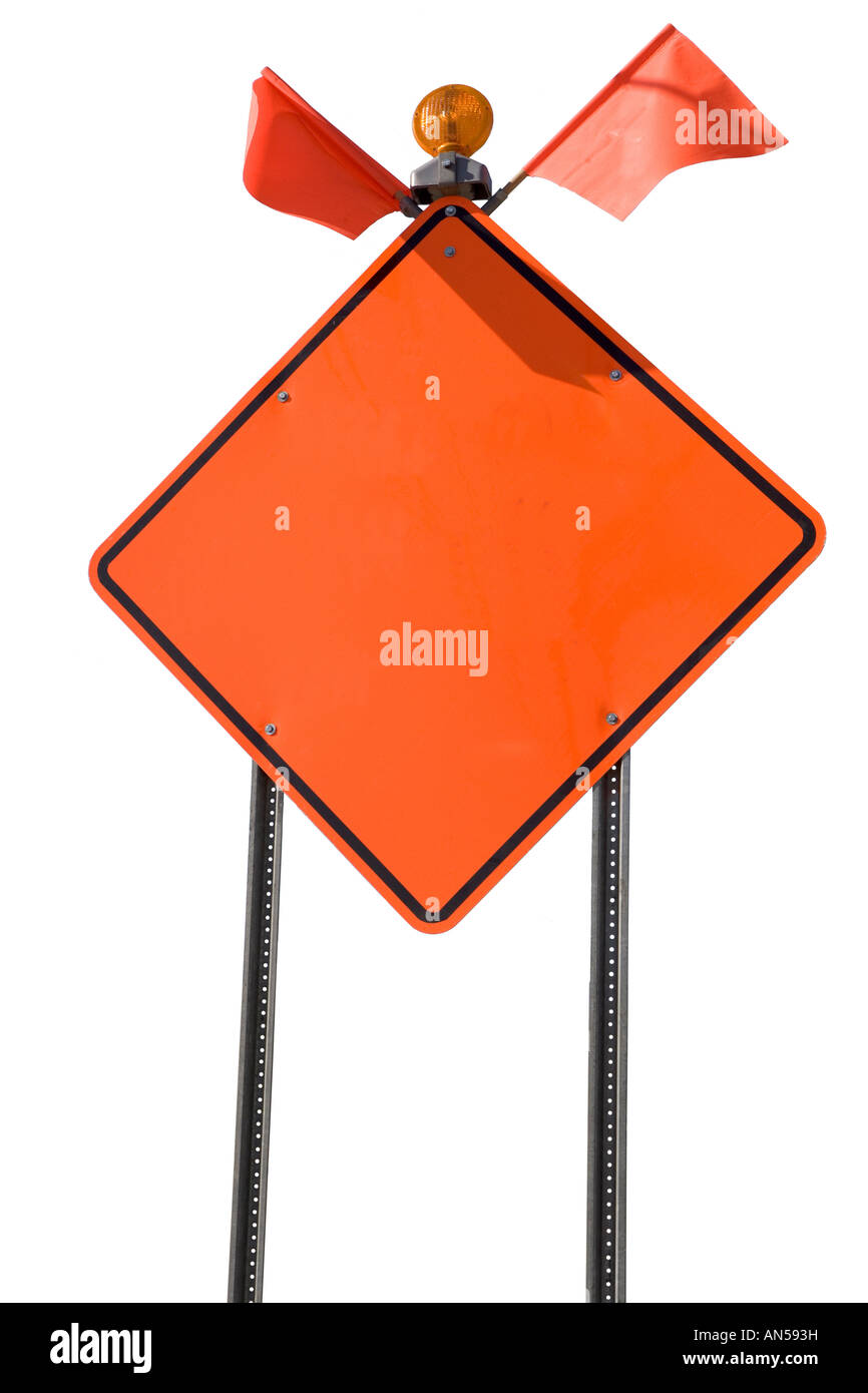 A blank Highway construction sign with clipping path Stock Photo