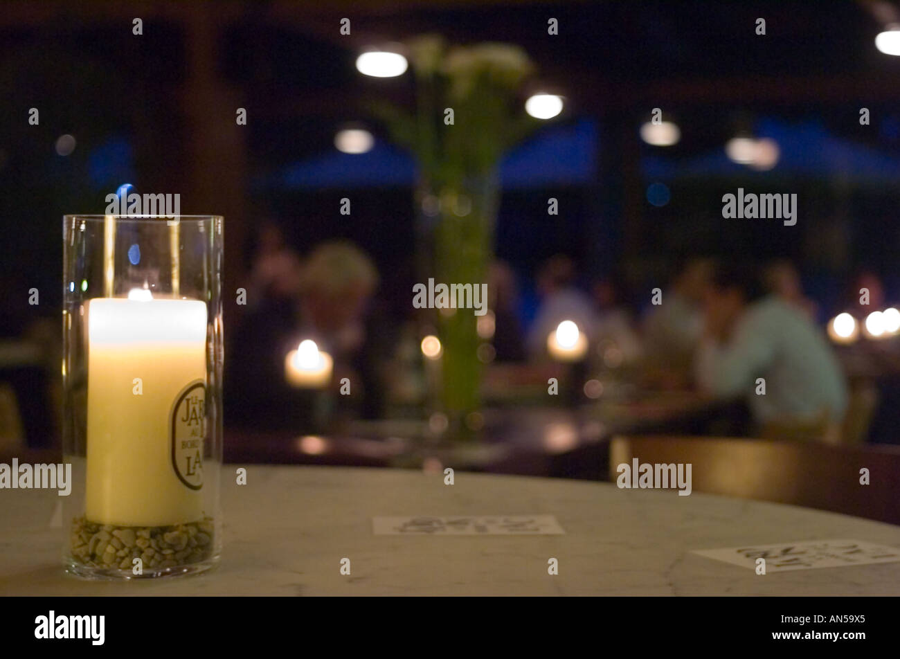 candle in italian restaurant Stock Photo Alamy