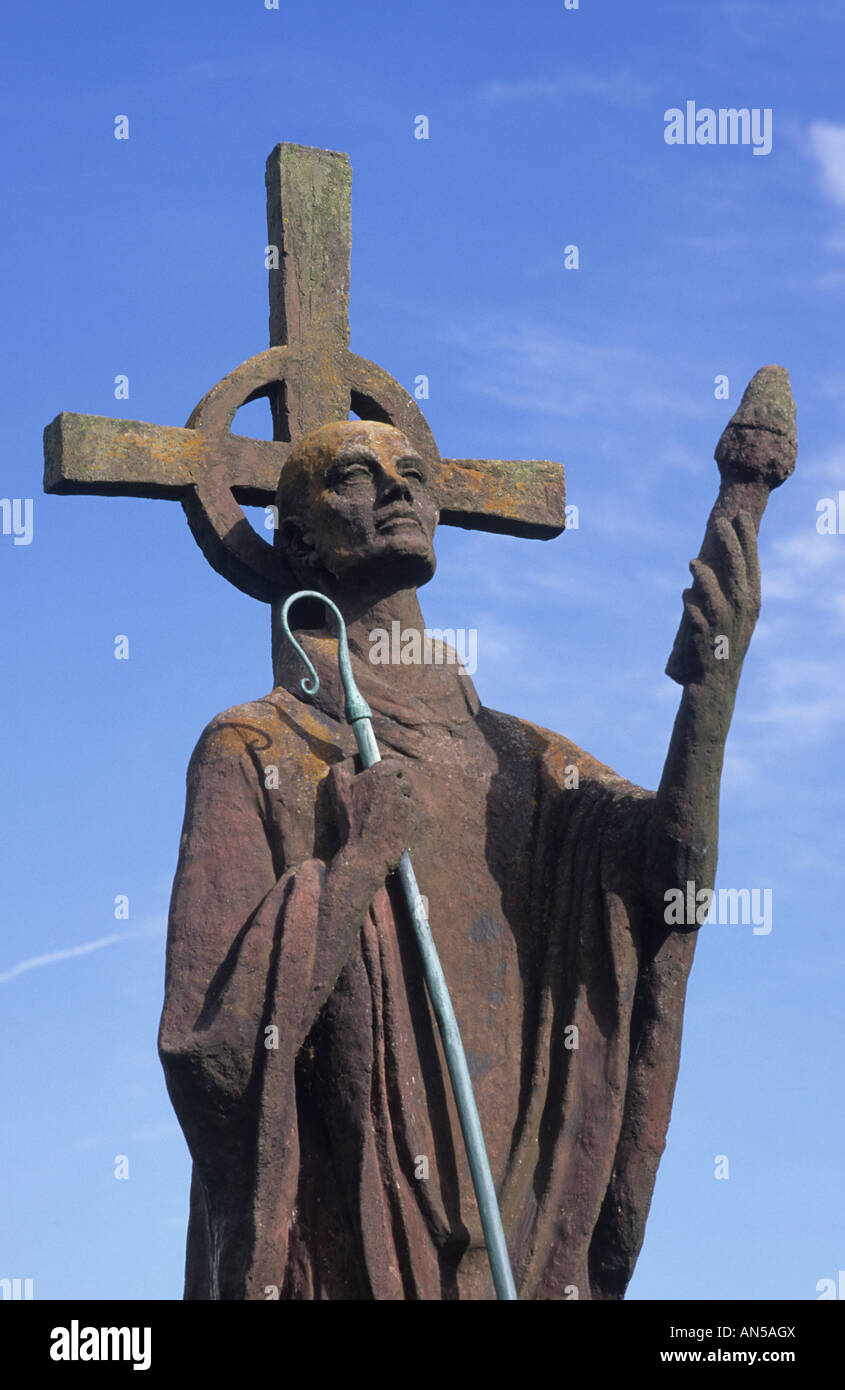 Holy Island Northumberland statue of St Aidan Stock Photo Alamy