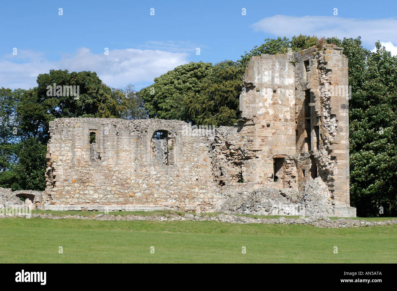 Spynie Palace once the fortified residence of the Bishops of Moray, Elgin.   XPL 3235-322 Stock Photo