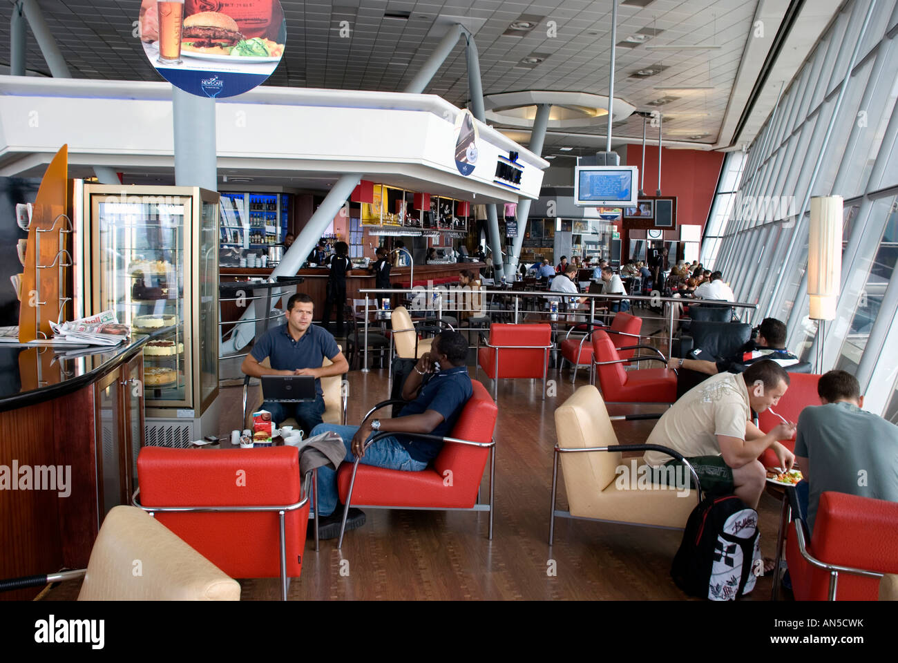 coffee shop, johannesburg international airport, south africa Stock