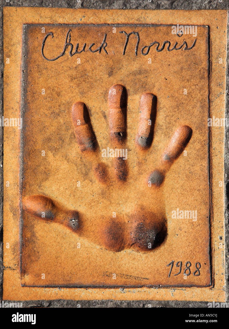 Handprint of Chuck Norris in front of the Cannes Main Film Festival Theatre France Stock Photo