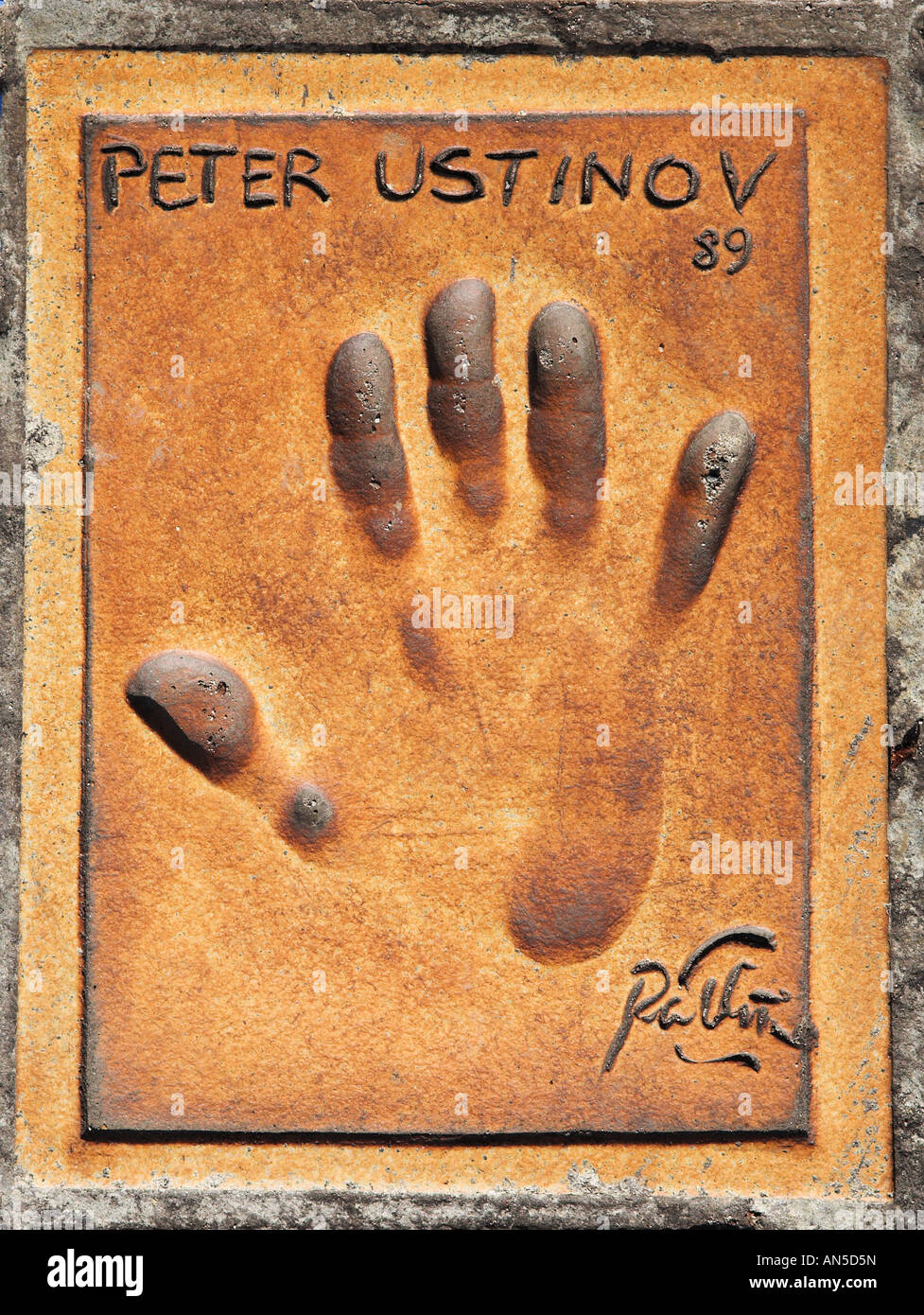 Handprint of Peter Ustinov in front of the Cannes Main Film Festival Theatre France Stock Photo