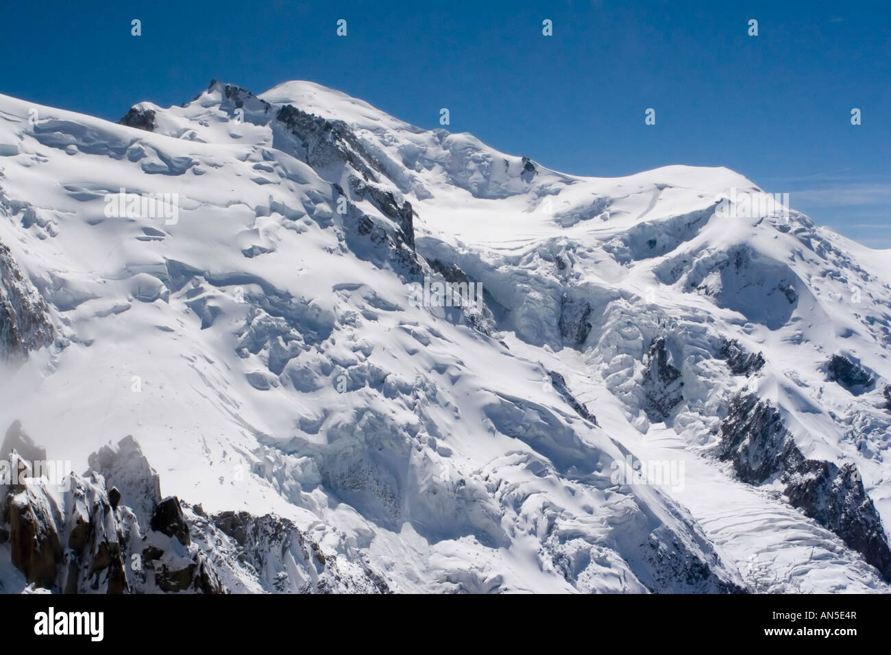 View over the Mont Blanc Massif from the Aiguille du Midi, France Stock ...