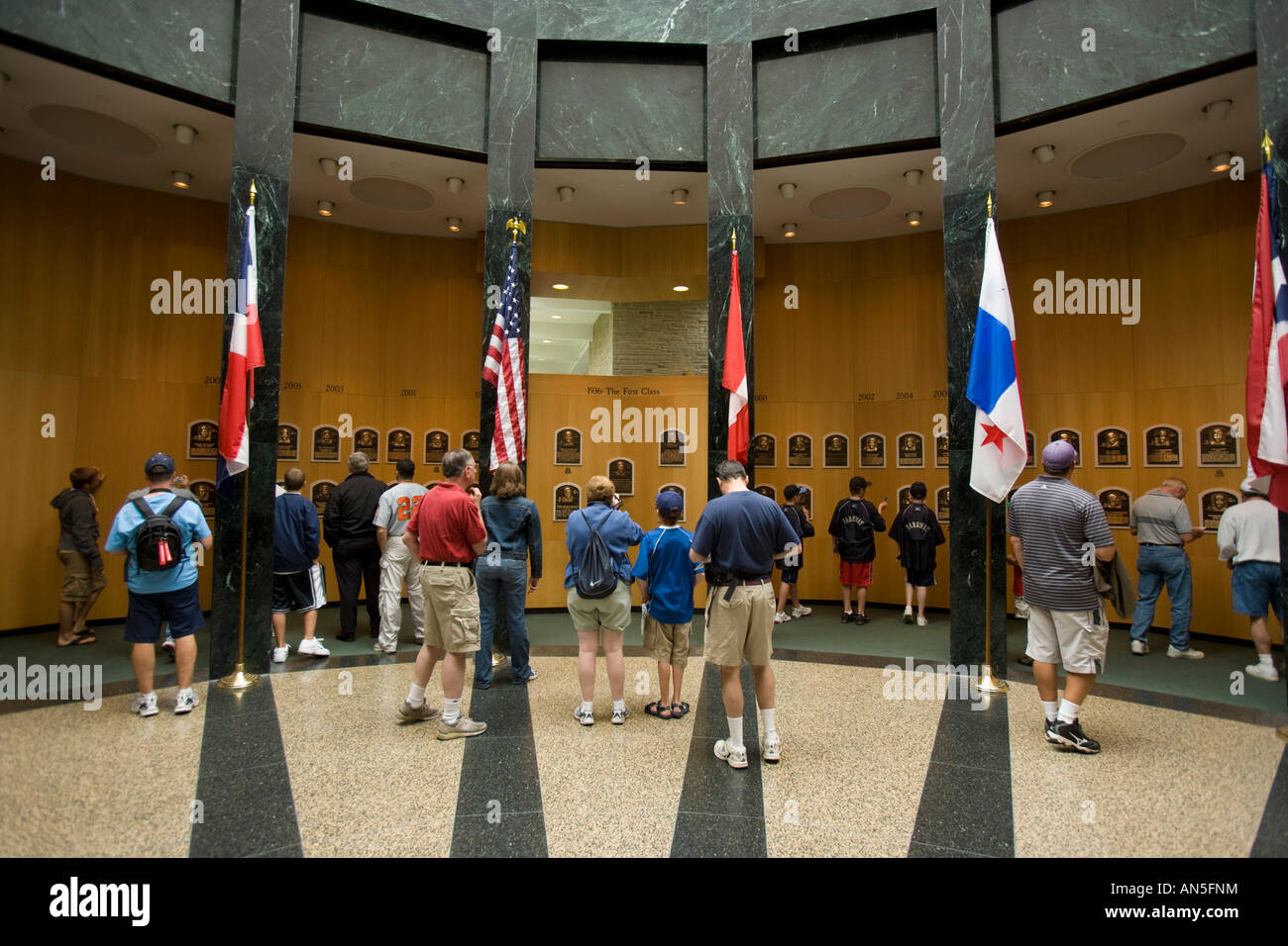 Visitors at the Baseball Hall of Fame in Cooperstown, New York Stock Photo