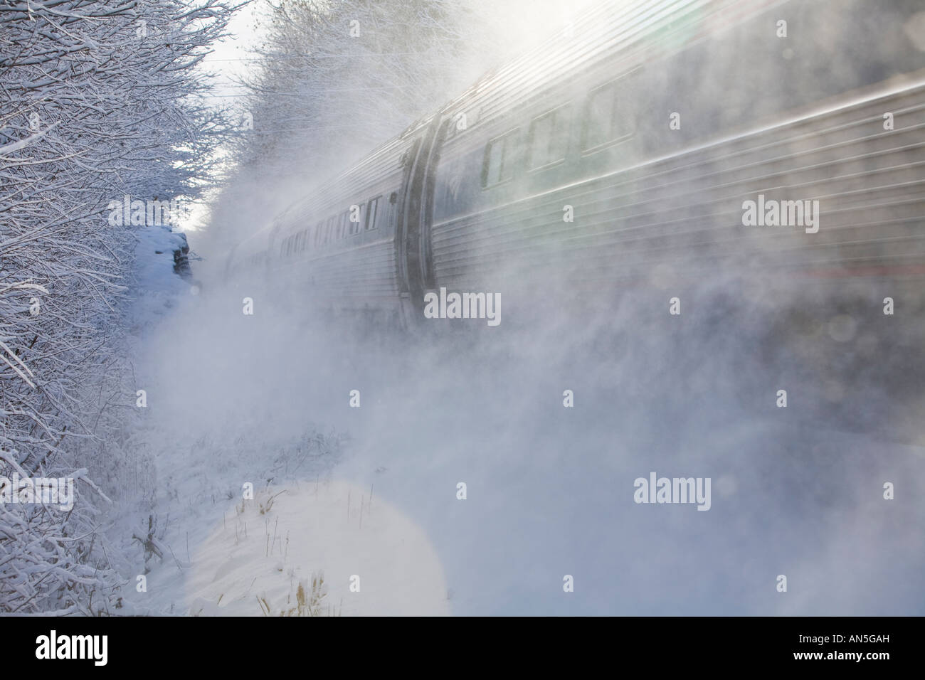 The morning amtrak to nyc heads through williston vt after a fresh