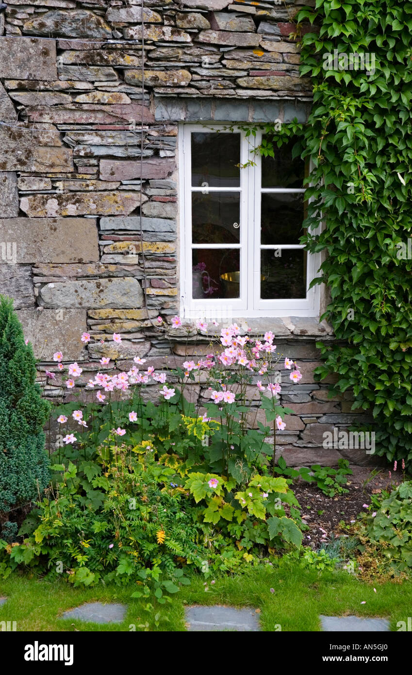 Picturesque windows of a cottage in the Lake District Stock Photo
