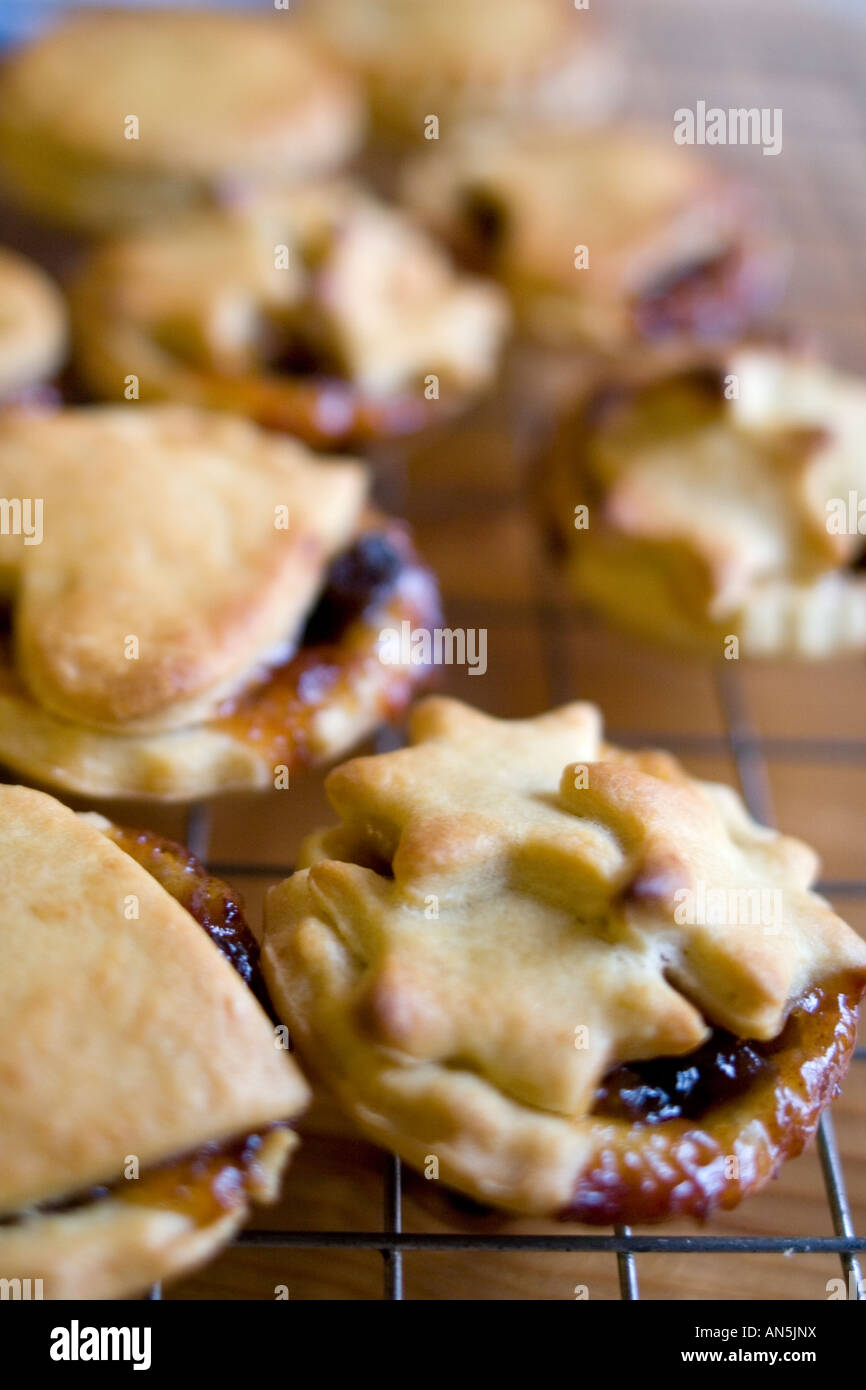 Freshly home baked Christmas mince pies Stock Photo