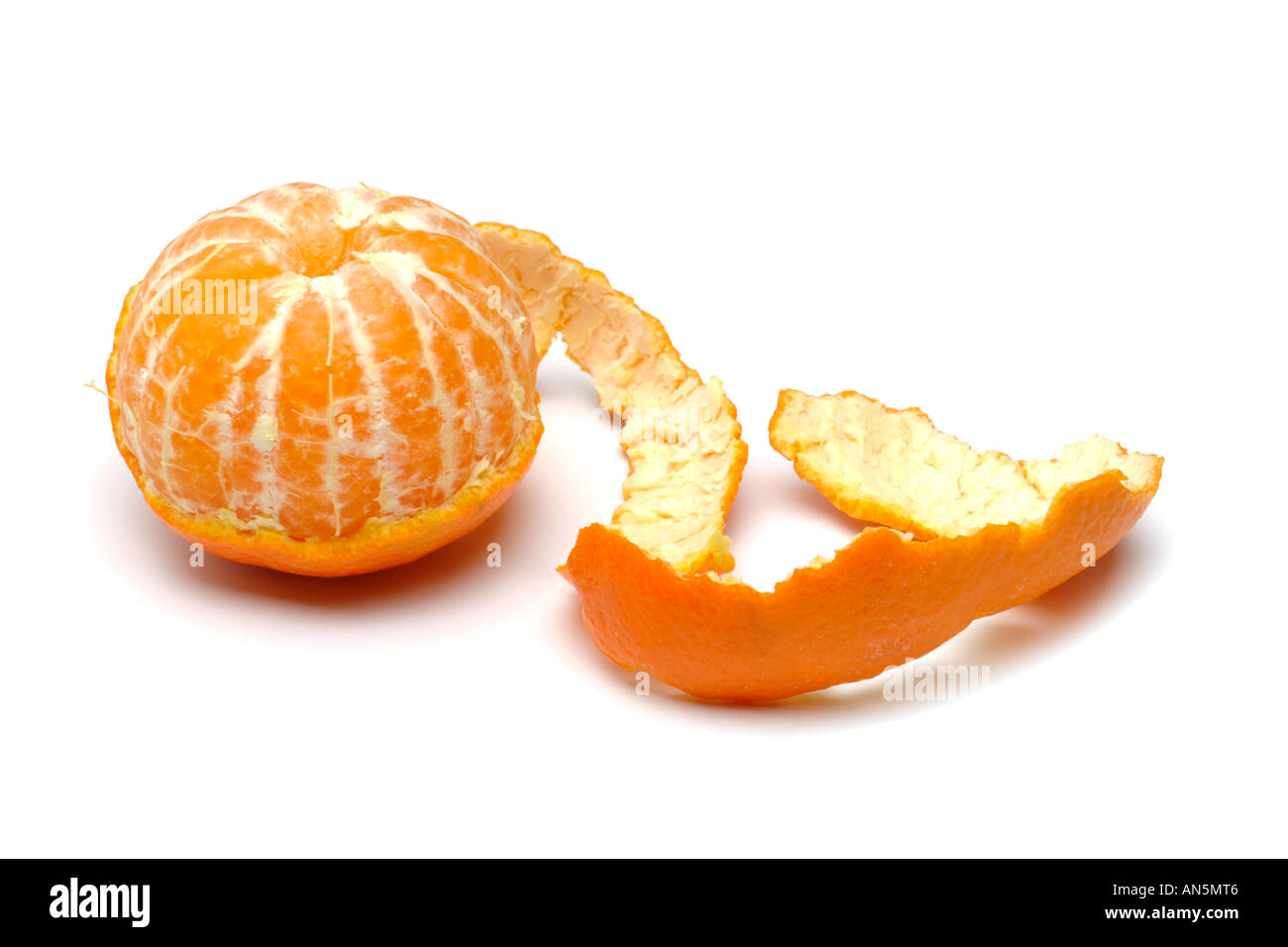 Clementine orange peeled on white background Stock Photo Alamy