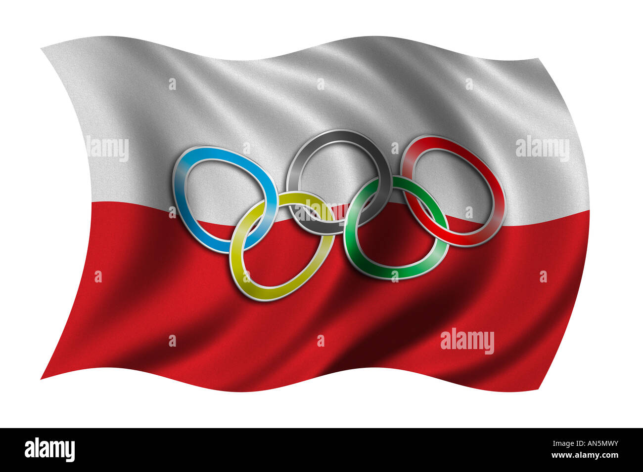 Flag of Poland with olympic symbol Stock Photo Alamy