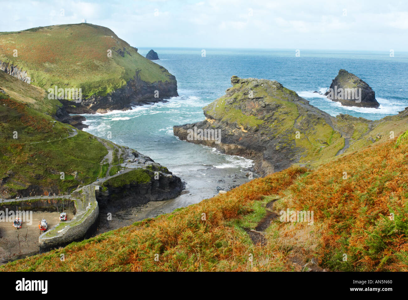 Boscastle harbour entrance Cornwall England 2005 Stock Photo - Alamy