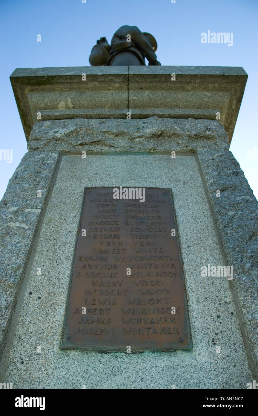 names of the dead on a War memorial Denholme West Yorkshire Stock Photo