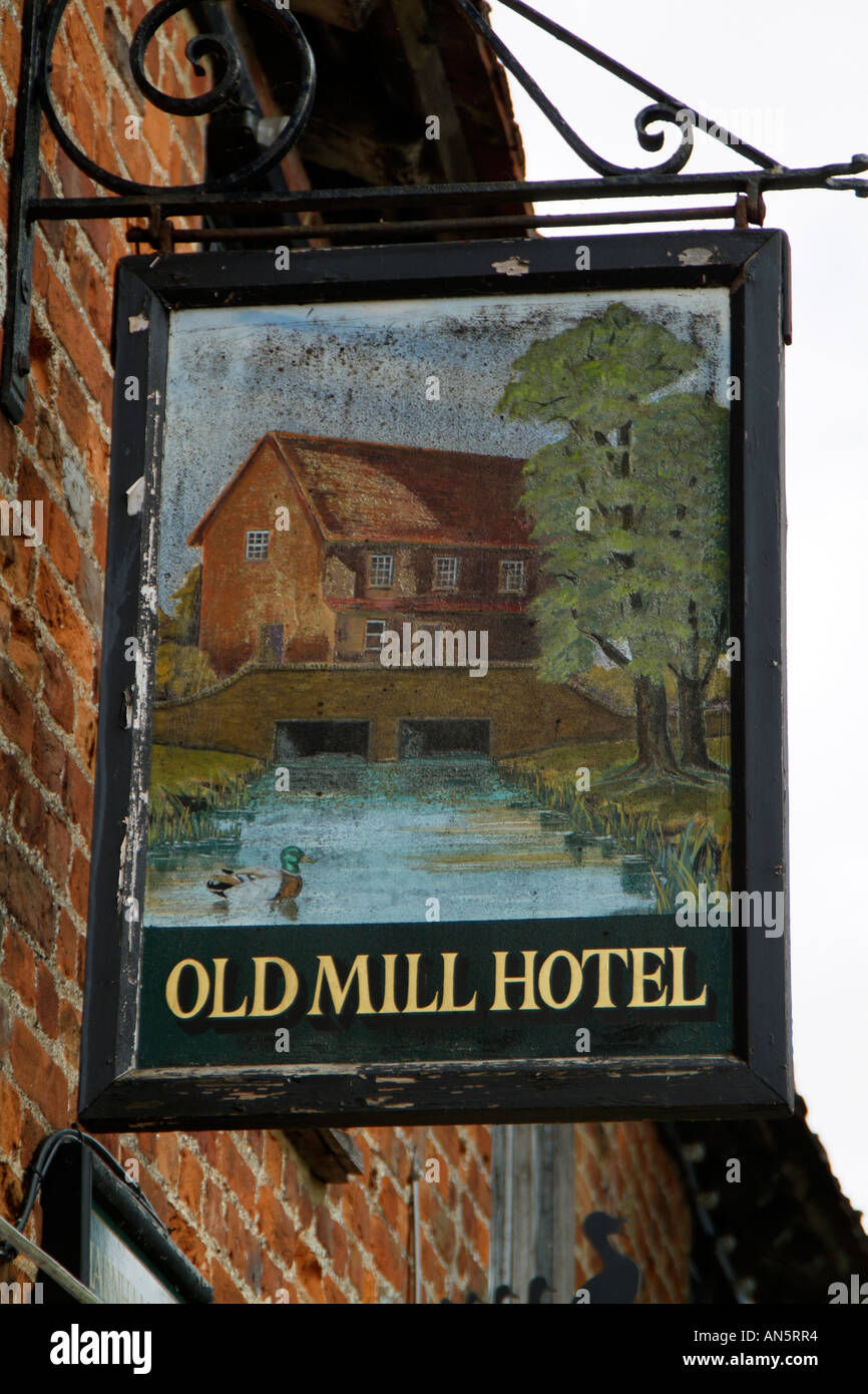 Pub sign. The Old Mill at West Harnham Salisbury Wiltshire England UK