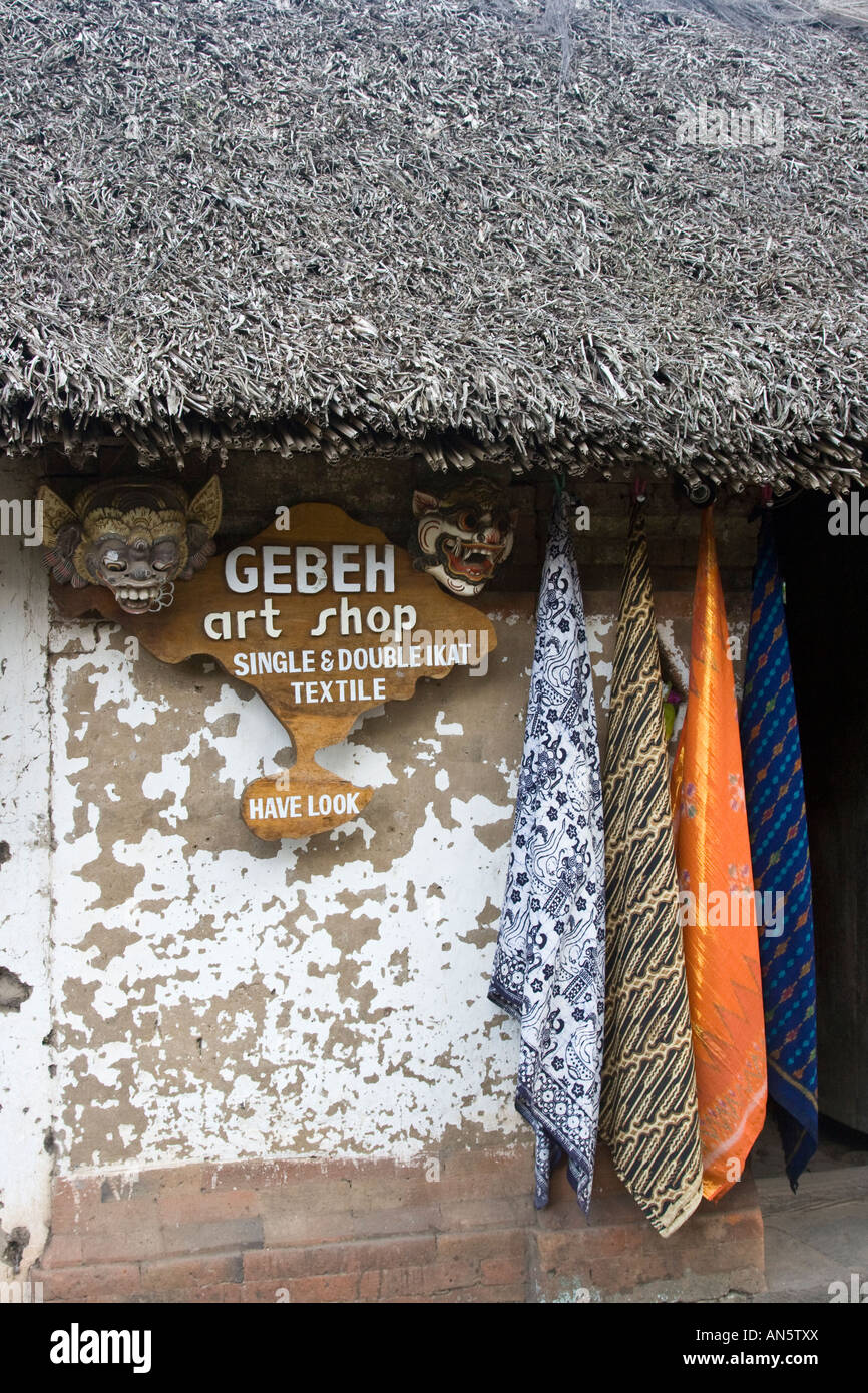 Ikat Textile Souvenir Art Shop Tenganan Aga Village Bali Indonesia Stock Photo