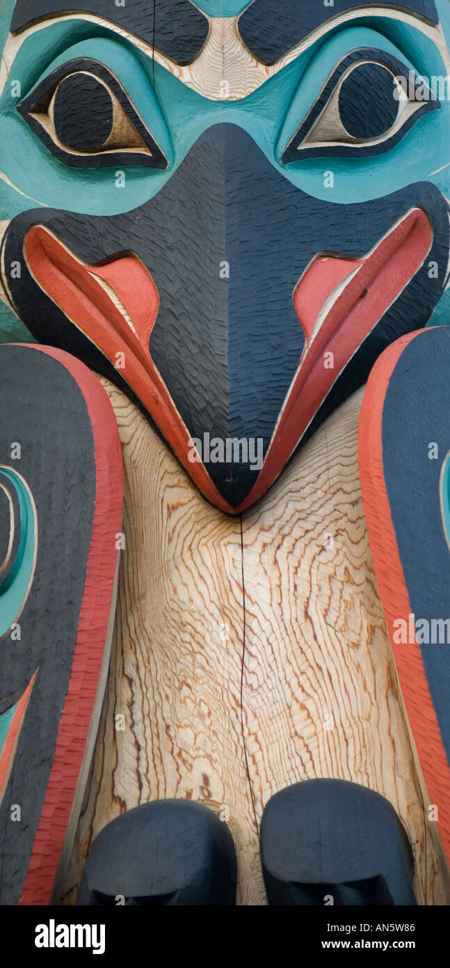 Tlingit totem pole detail at Alaska Native Heritage Center in Anchorage ...
