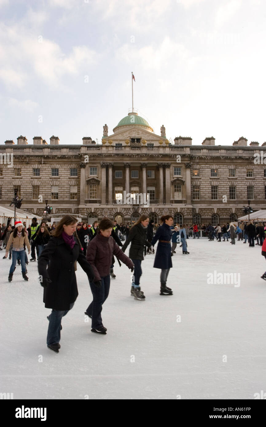 Christmas Ice Rink - Somerset House - London Stock Photo - Alamy