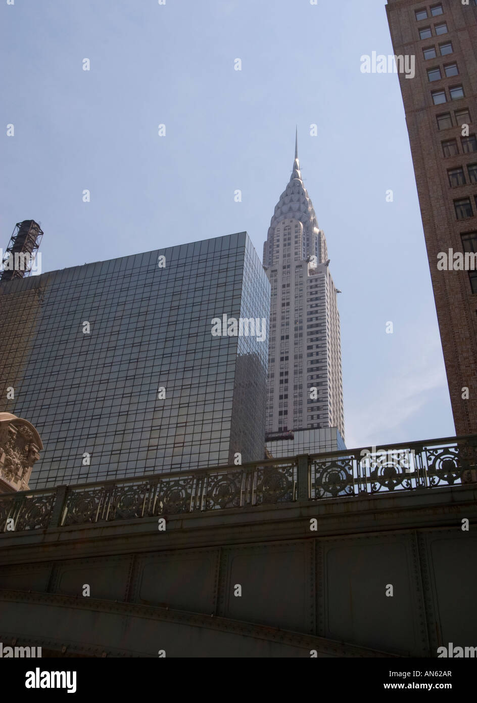 Street view of the Chrysler Building, New York with Grand Central Bridge. Stock Photo