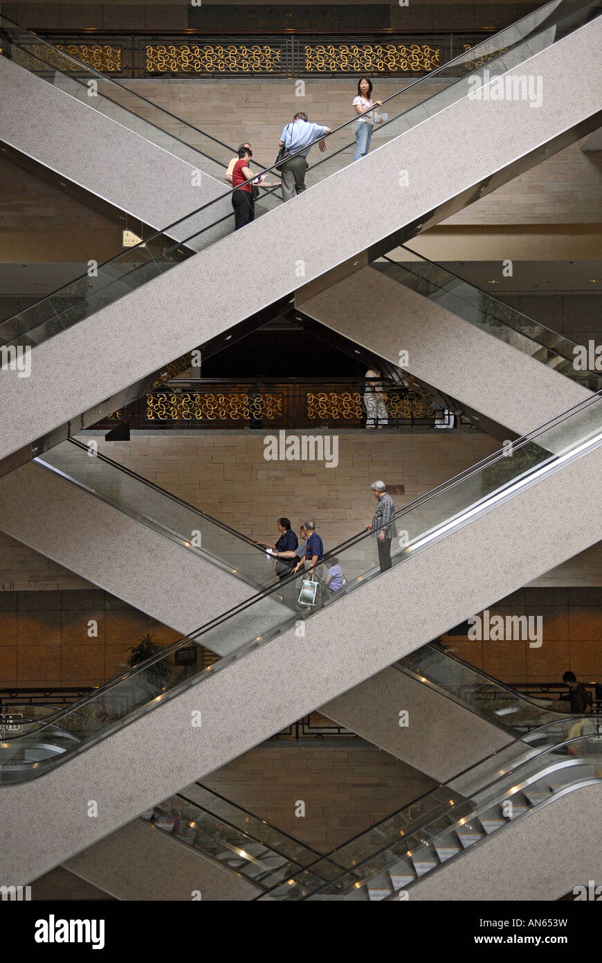 Shanghai Museum escalators P R of China Stock Photo