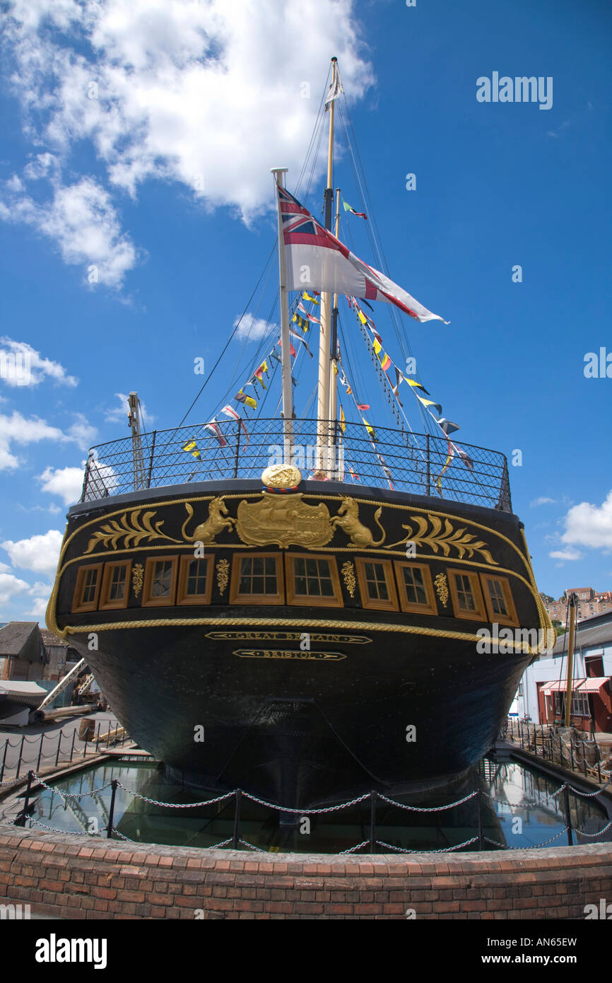 Steam Ship SS Great Britain designed and built by Isambard Kingdom Brunel Stern Stock Photo
