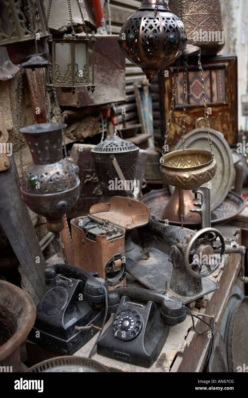 Junk for sale at the Khan alKhalili Bazaar in Cairo Egypt Stock Photo