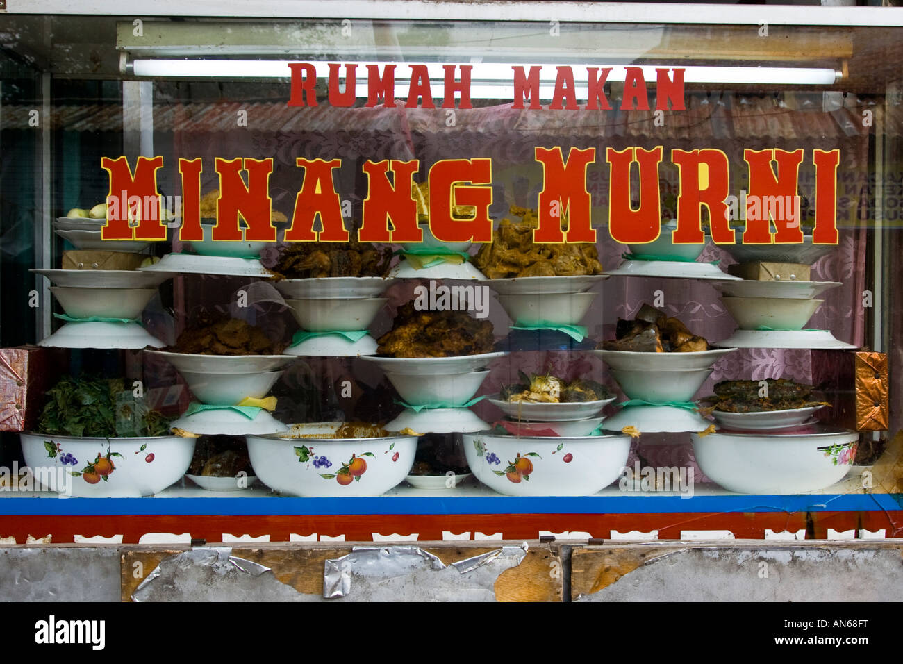 Rumah Makan Padang Restaurant front Window Jakarta Indonesia Stock