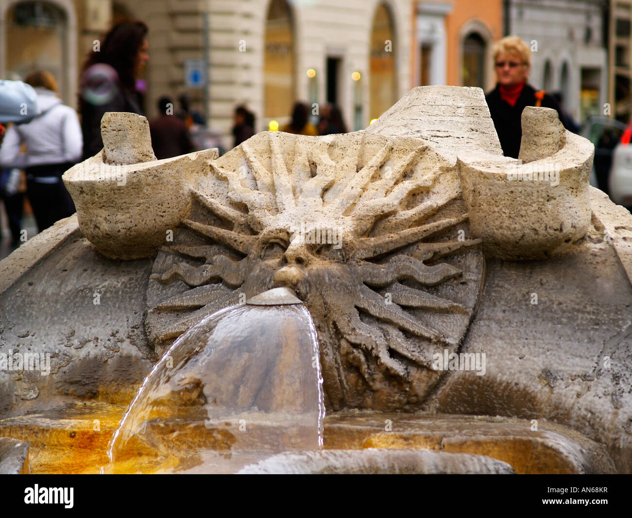Detail of Fontana della Barcaccia near the Spanish steps, Piazza di Spagna, Rome, Italy Stock Photo