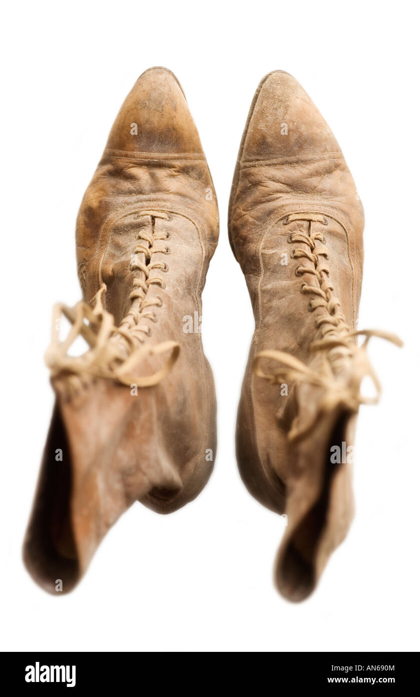 A pair of vintage lace-up boots Stock Photo