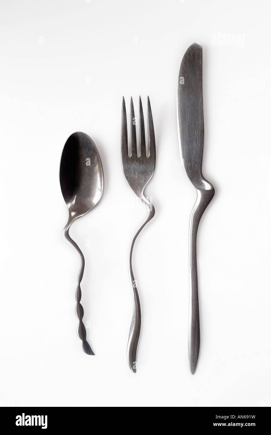 Spoon, fork and knife Stock Photo