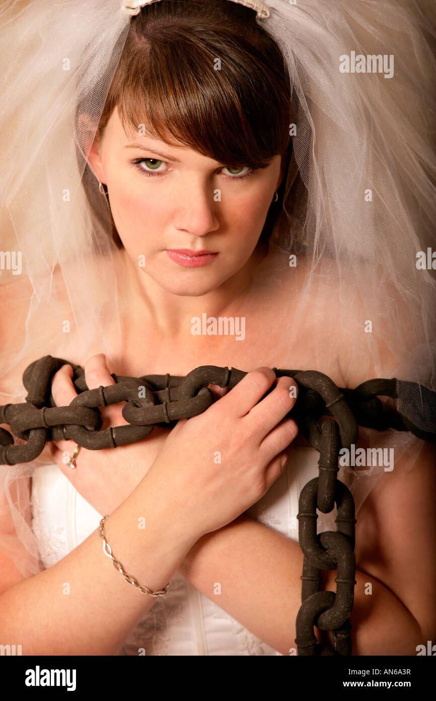Bride in bondage Stock Photo