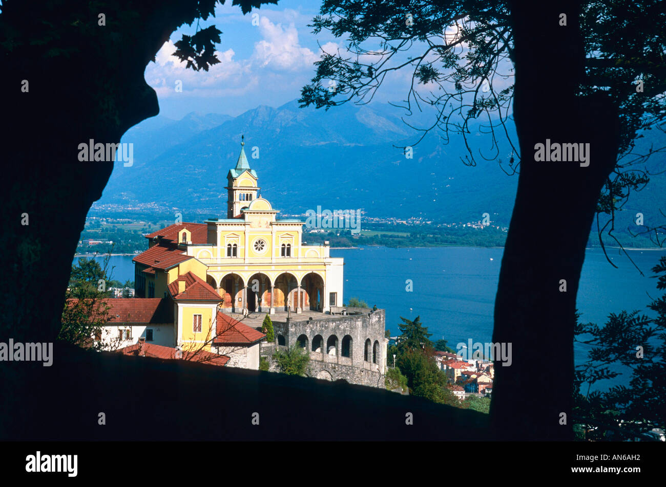 Wallfahrtskirche Pilgrimage church Madonna del Sasso Locarno Lago Maggiore Tessin Switzerland Schweiz Stock Photo