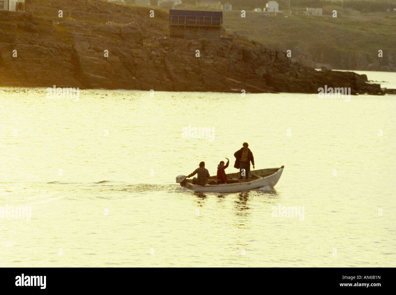 Elliston 3 men in fishing boat Stock Photo Alamy