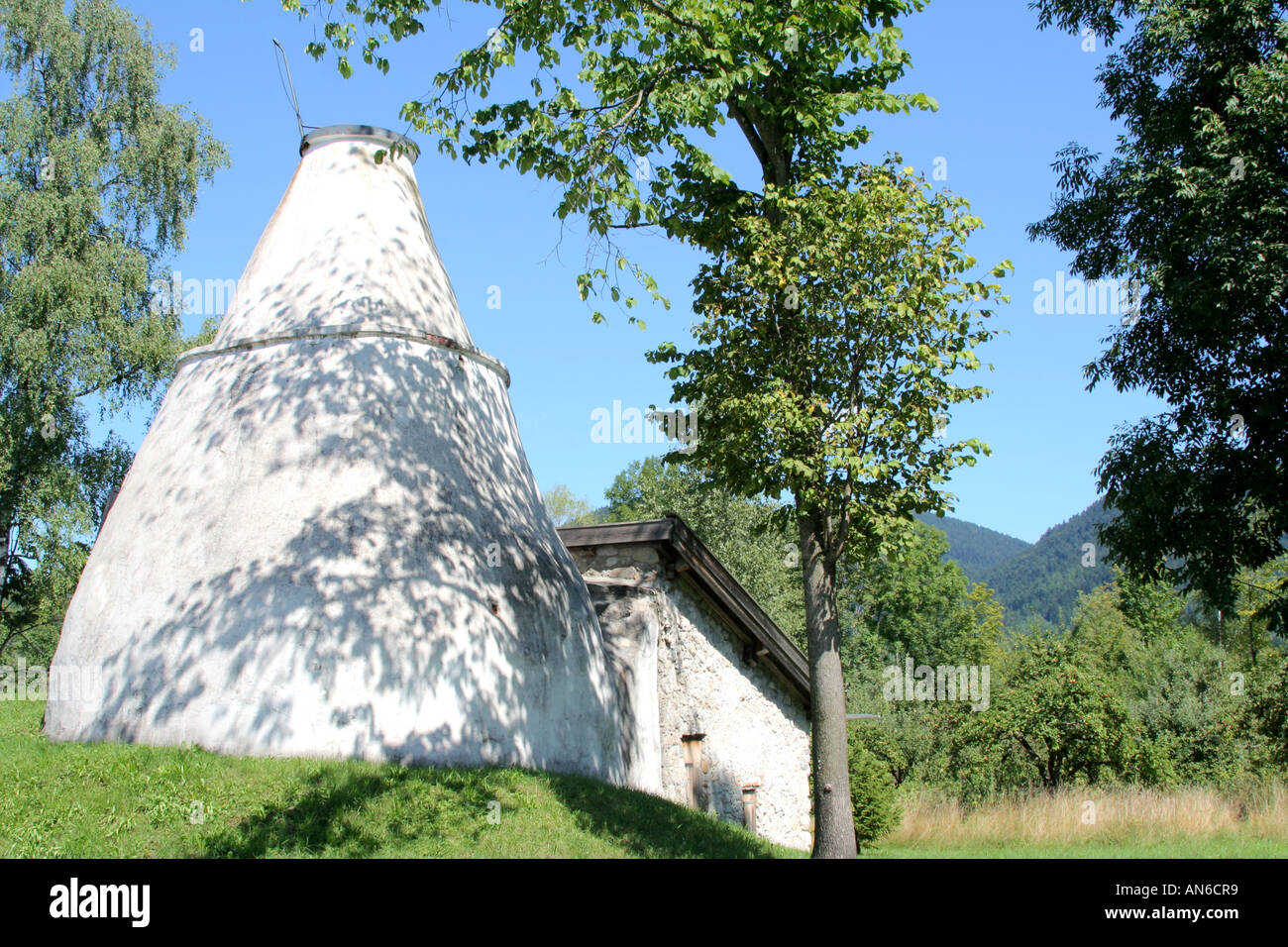 The last original Bavarian lime kiln in Lenggries along River Isar Bavaria Germany Stock Photo