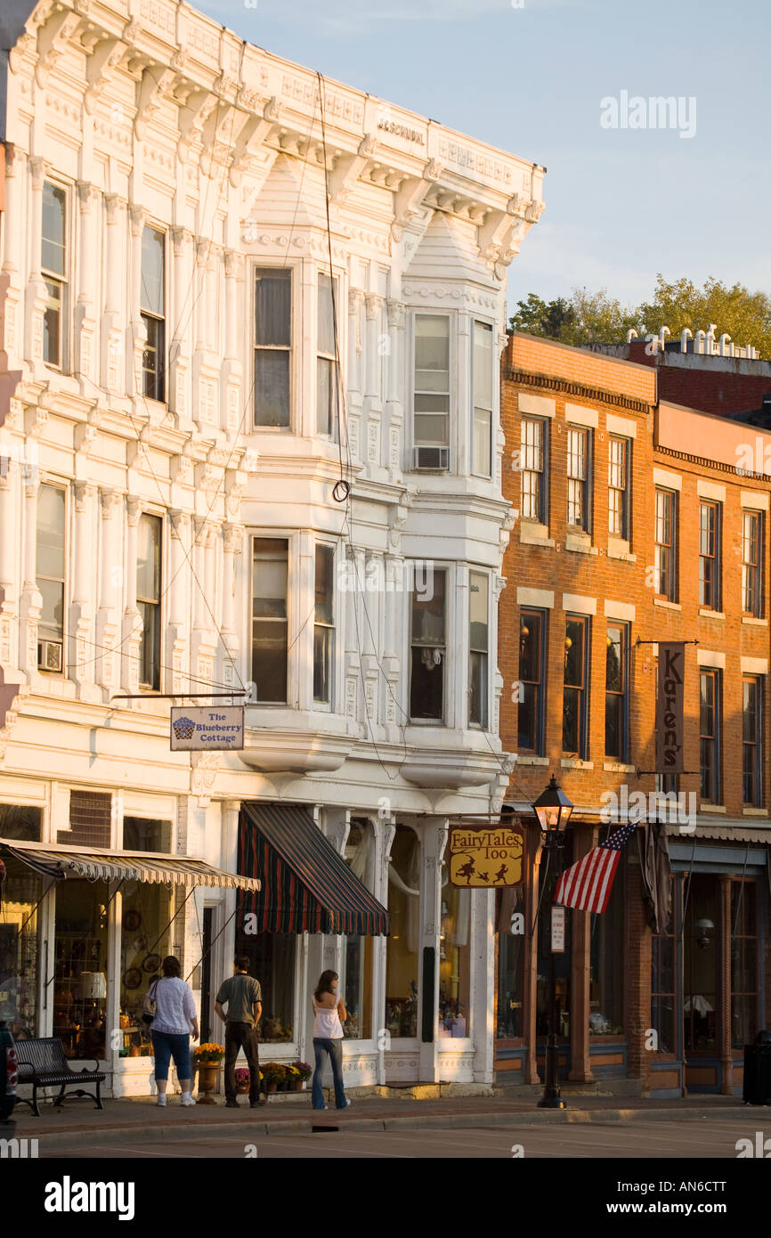 ILLINOIS Galena Main Street downtown shopping district in early morning