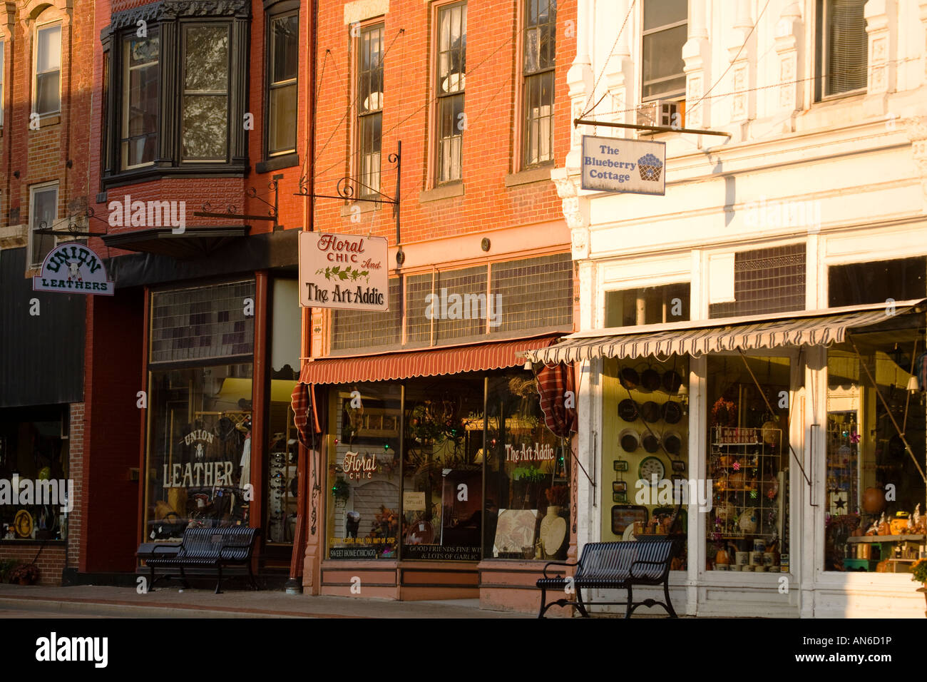 ILLINOIS Galena Main Street downtown shopping district in early morning ILLINOIS Galena Main Street downtown shopping district in early morning