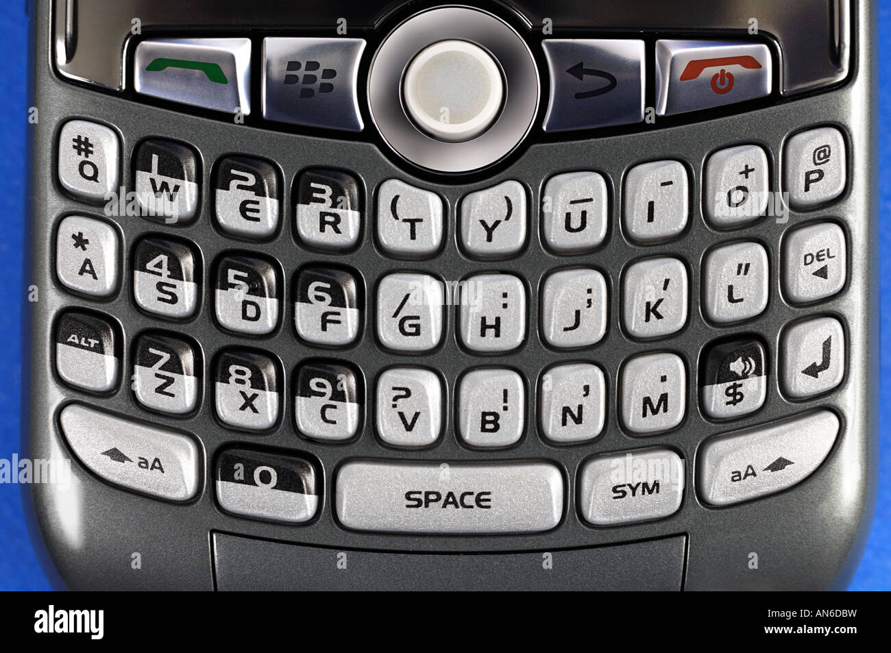 BlackBerry 8310 Curve Smartphone keyboard close up Stock Photo