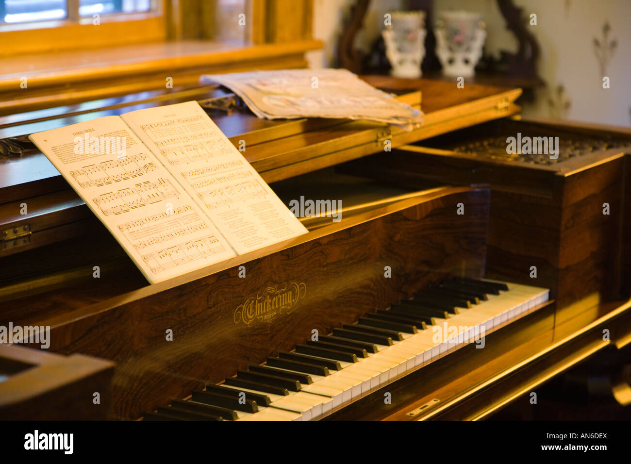 ILLINOIS Galena Sheet music on piano interior of home of Ulysses S Grant  former American president Civil War hero Stock Photo - Alamy