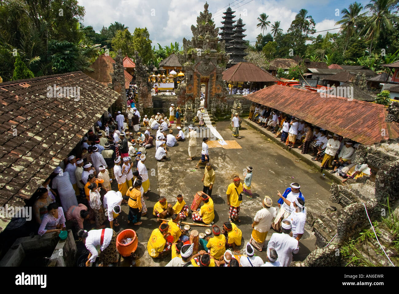 Odalan or Hindu Temple Origin Day Bali Indonesia Stock Photo