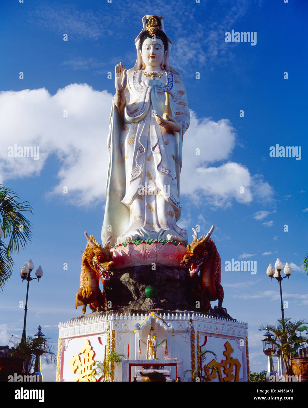 Bodhisattva Kuanin Guanyin in the temple of Wat Bang Rian near Krabi Thailand Stock Photo