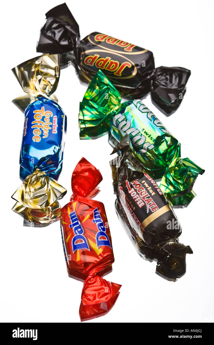 Assorted chocolates sweets candy in foil wrappers Stock Photo - Alamy