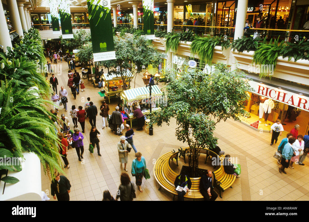 Metro Centre Gateshead Tyneside shopping mall covered shops stalls