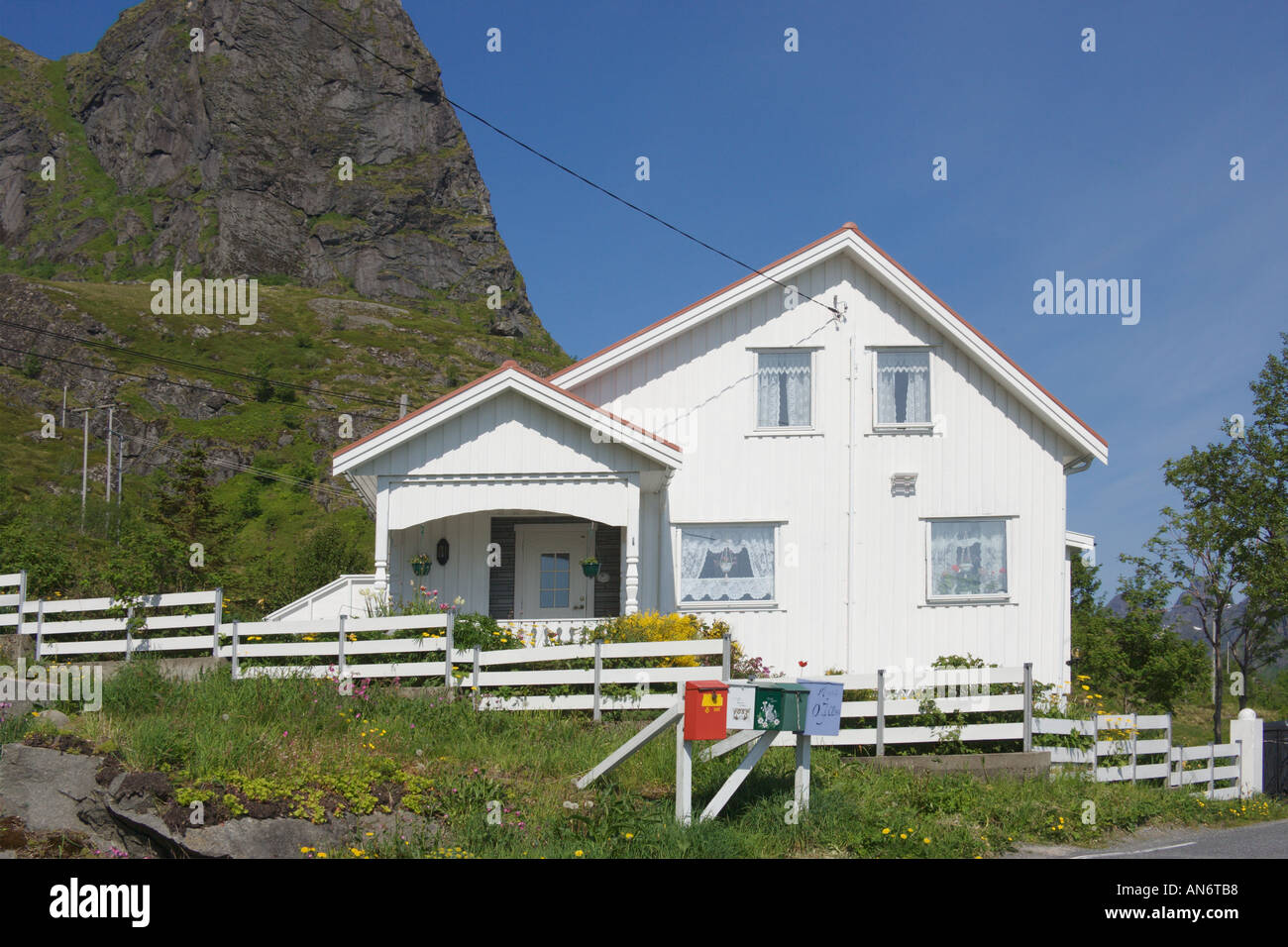Norwegian house Reine Lofoten Islands Stock Photo Alamy