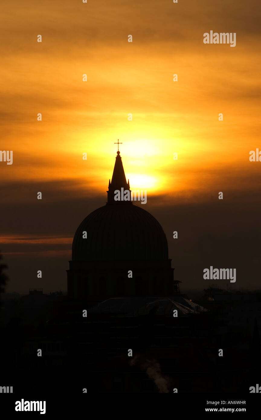 sunset at Tempio Ossario in Udine Stock Photo