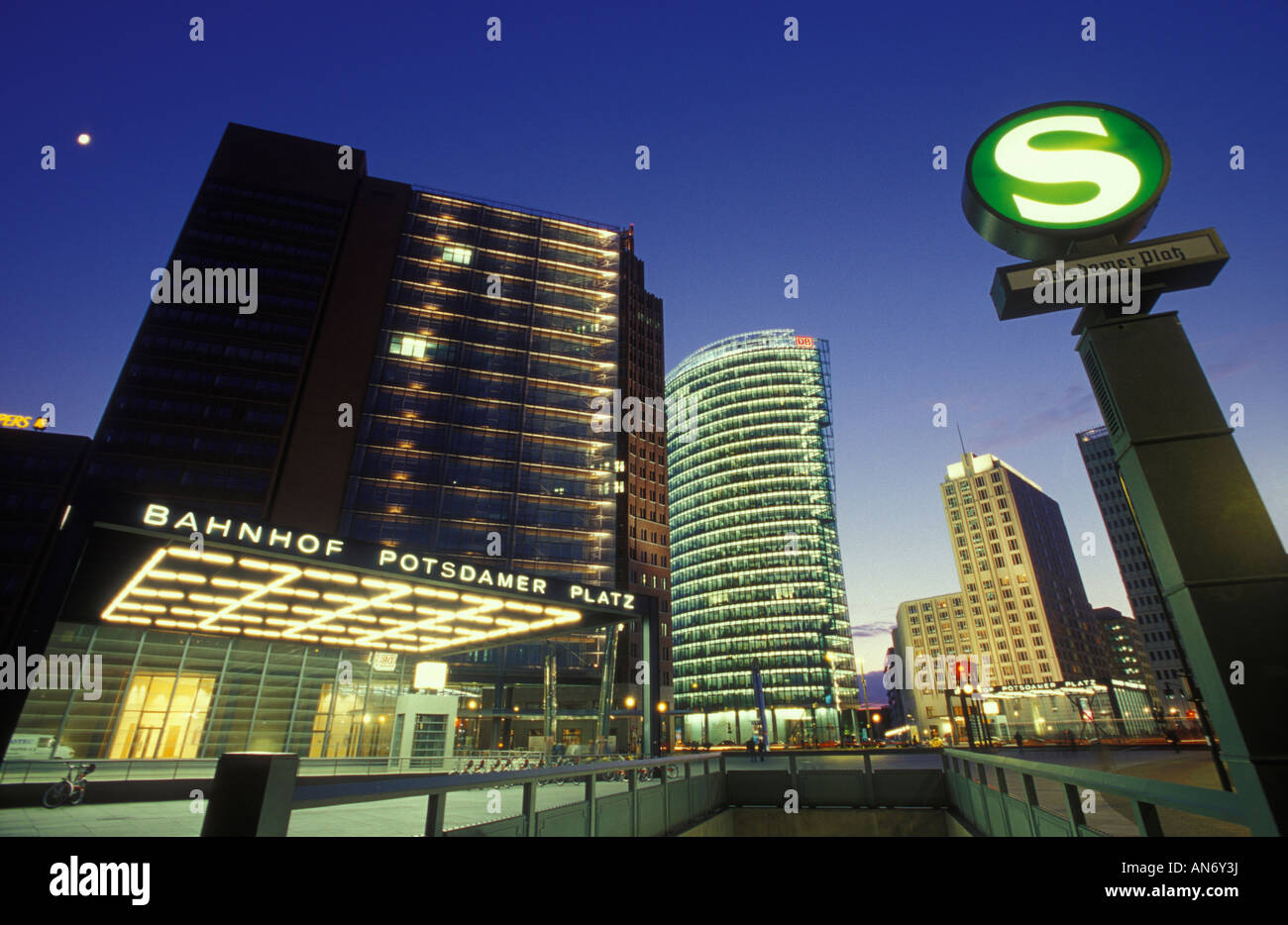 Berlin. Potsdamer Platz. S-Bahn and U-Bahn station. High rise buildings. Stock Photo