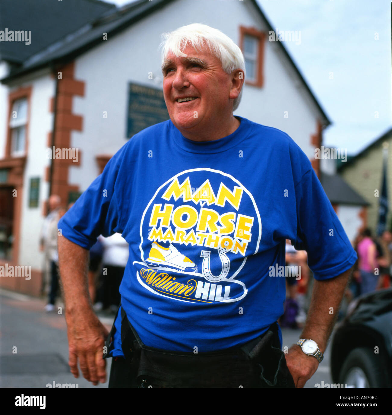 Llanwrtyd Wells entrepreneur Gordon Green organiser of the Man v Horse Marathon Race  in Powys Mid Wales UK   KATHY DEWITT Stock Photo