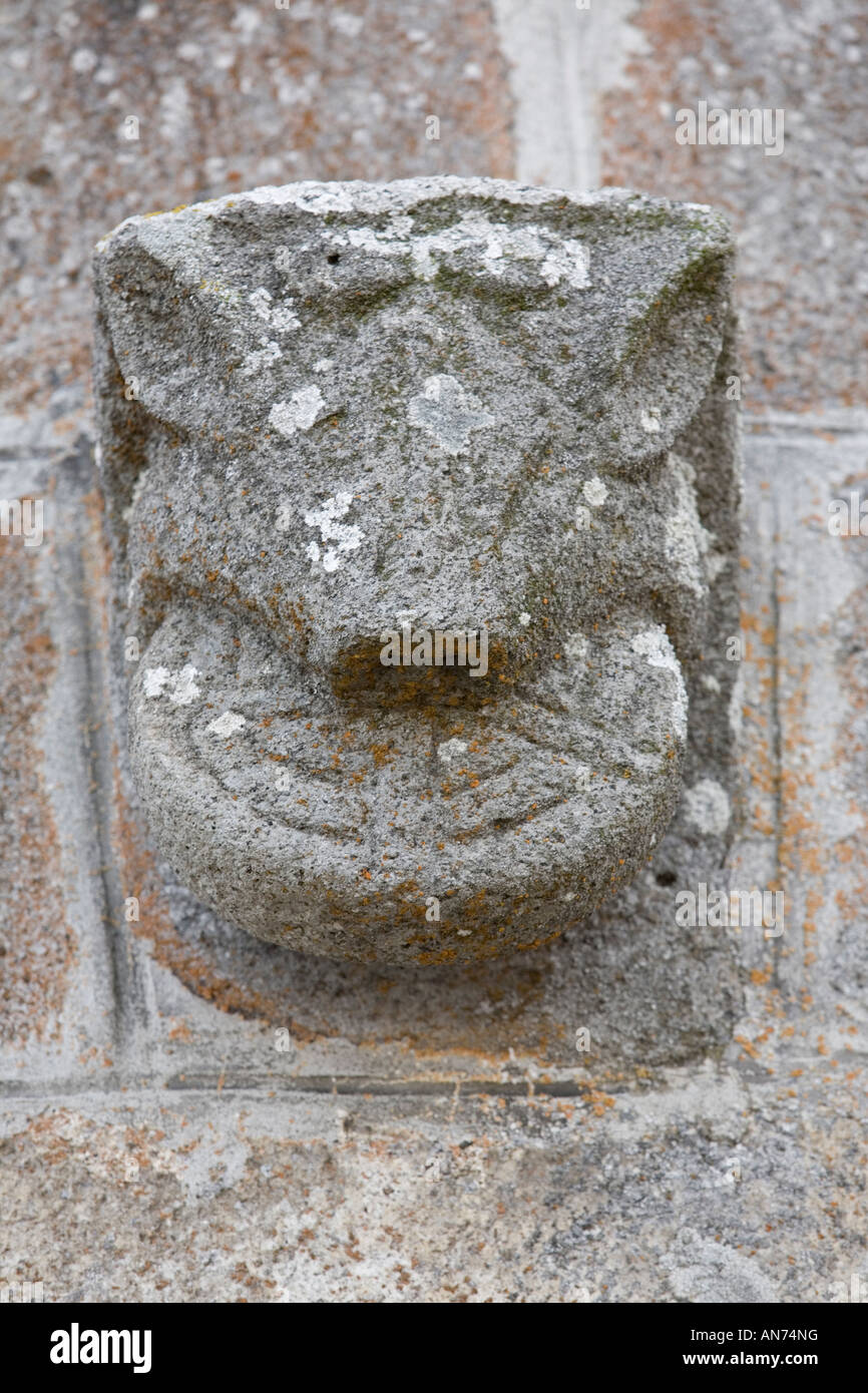 A modillon of the "Godivelle" Romanesque church (Puy de Dôme - France). Modillon de l'église romane de la Godivelle (France). Stock Photo